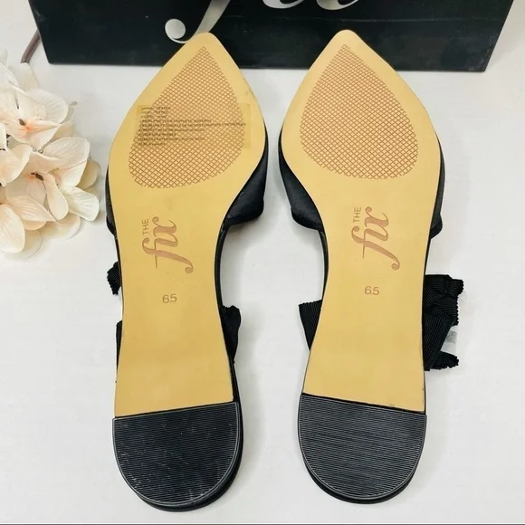 The Fix Women's Porter Pointed Toe Ankle Wrap Flat Slide Pearls Black. - Picture 6 of 7